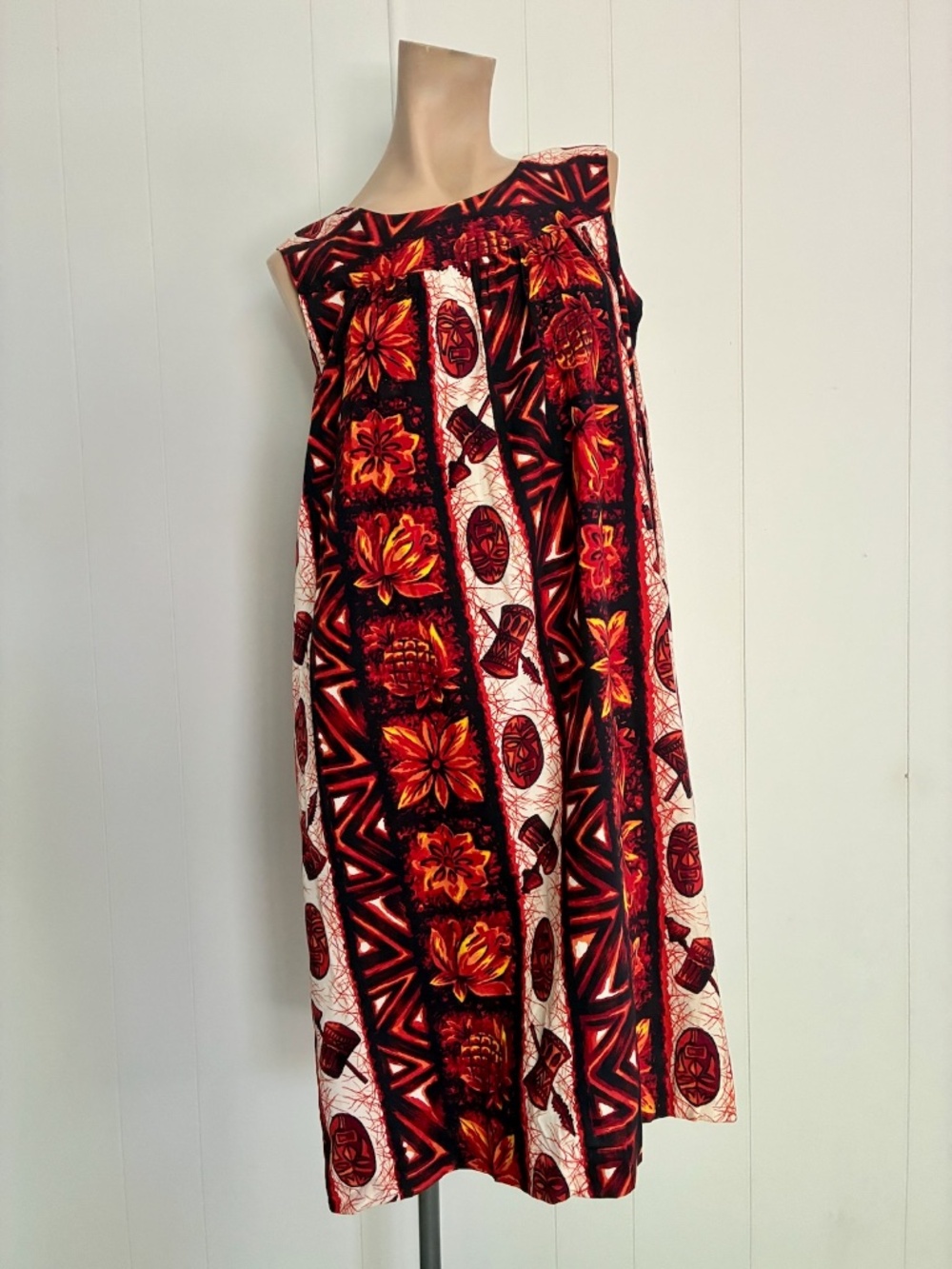 VTG 1960s Hawaiian Cotton MuuMuu Dress Sz S M